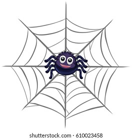 Black spider on spiderweb  illustration