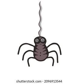 black spider on a web vector. Illustration for printing, backgrounds, wallpapers, covers, packaging, greeting cards, posters, stickers, textile and seasonal design. Isolated on white background
