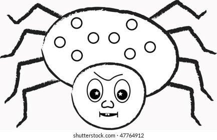 Black spider on white background.