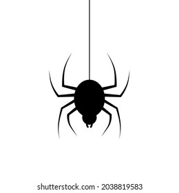 Araña negra sobre un fondo blanco aislado. Icono de araña vectorial de Halloween.