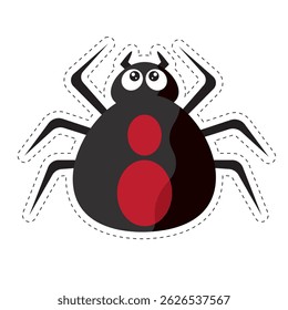 Black spider with red dots. Vector illustration