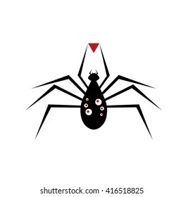 Black spider with red triangle