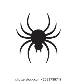 Black spider silhouette isolated on white background.