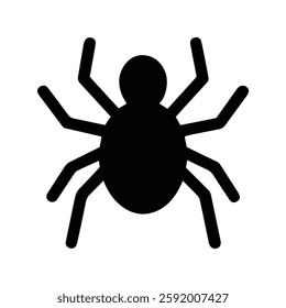 Black spider silhouette isolated on white background
