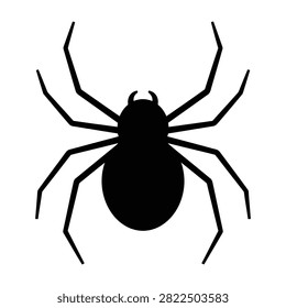 A black spider silhouette on a white background, perfect for designs, creepy crawlies, and Halloween themes