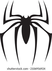 Black Spider silhouette vector isolated on white background. Scary with long paws
