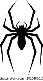 Black spider silhouette. Vector simple and isolated insect shape.