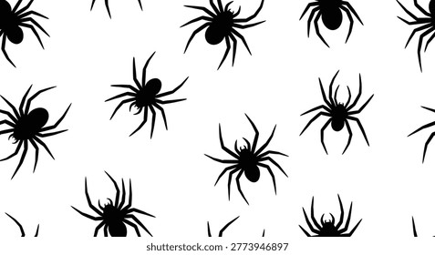 Black spider silhouettes on a white background silhouette