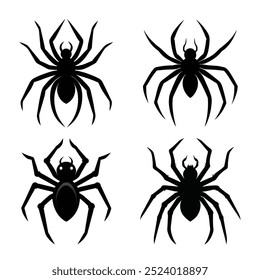 Black Spider Silhouettes - Perfect for Halloween, Horror, and Insect-Themed Designs