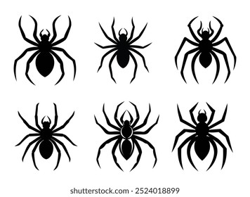 Black Spider Silhouettes - Perfect for Halloween, Horror, and Insect-Themed Designs