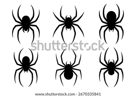 black spider silhouettes for spooky design or Halloween-themed projects