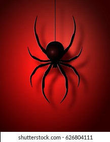 Black spider silhouette.Vector illustration.