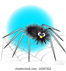 Black spider and spiderweb - Card for kids - Scrapbook and labels useful