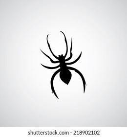 black spider symbol on gray background 