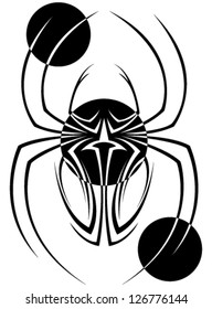 Black spider tattoo. Vector illustration.