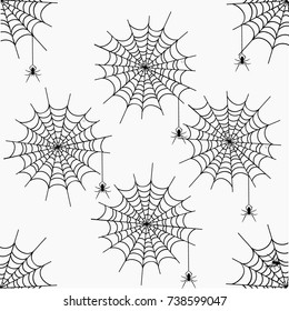 Seamless Pattern Spider Web On White Stock Vector (Royalty Free ...