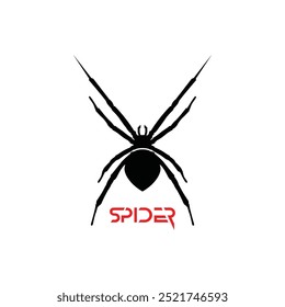  Araña negra. Es un diseño de araña de Vector para la empresa y el logotipo de la marca