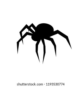 Black spider vector silhouette. Black widow isolated on white background. Flat vector illustration