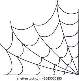 Black Spider Web Decoration. Isolated on White Background. Vector Illustration in Classic Design Pattern