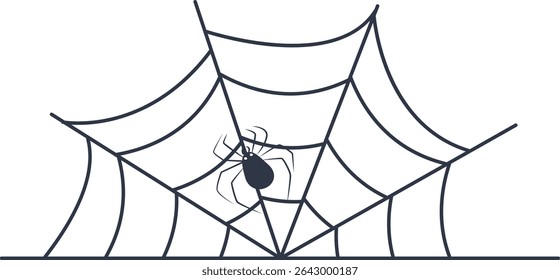 Black Spider Web Decoration. Isolated on White Background. Vector Illustration in Classic Design Pattern