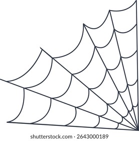 Black Spider Web Decoration. Isolated on White Background. Vector Illustration in Classic Design Pattern