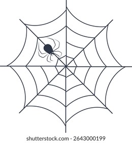 Black Spider Web Decoration. Isolated on White Background. Vector Illustration in Classic Design Pattern