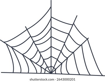 Black Spider Web Decoration. Isolated on White Background. Vector Illustration in Classic Design Pattern