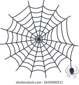 Black Spider Web Decoration. Isolated on White Background. Vector Illustration in Classic Design Pattern