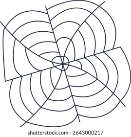 Black Spider Web Decoration. Isolated on White Background. Vector Illustration in Classic Design Pattern