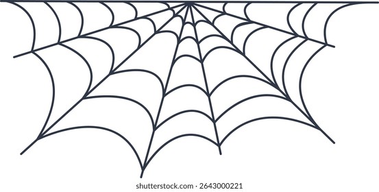 Black Spider Web Decoration. Isolated on White Background. Vector Illustration in Classic Design Pattern