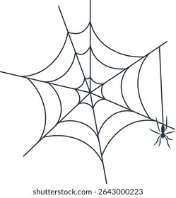 Black Spider Web Decoration. Isolated on White Background. Vector Illustration in Classic Design Pattern