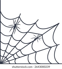 Black Spider Web Decoration. Isolated on White Background. Vector Illustration in Classic Design Pattern