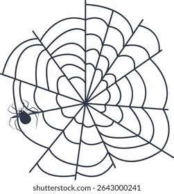 Black Spider Web Decoration. Isolated on White Background. Vector Illustration in Classic Design Pattern