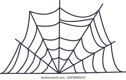 Black Spider Web Decoration. Isolated on White Background. Vector Illustration in Classic Design Pattern
