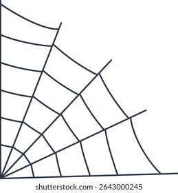 Black Spider Web Decoration. Isolated on White Background. Vector Illustration in Classic Design Pattern