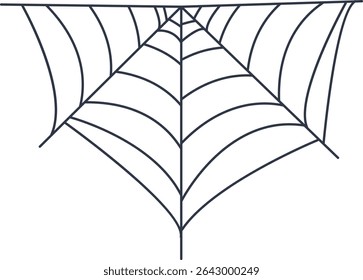 Black Spider Web Decoration. Isolated on White Background. Vector Illustration in Classic Design Pattern