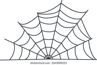 Black Spider Web Decoration. Isolated on White Background. Vector Illustration in Classic Design Pattern