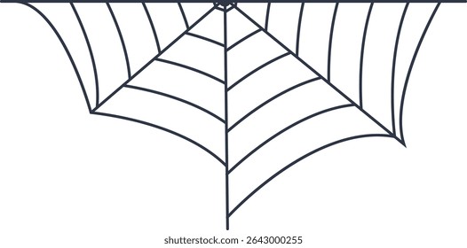 Black Spider Web Decoration. Isolated on White Background. Vector Illustration in Classic Design Pattern