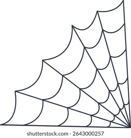 Black Spider Web Decoration. Isolated on White Background. Vector Illustration in Classic Design Pattern