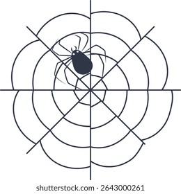 Black Spider Web Decoration. Isolated on White Background. Vector Illustration in Classic Design Pattern
