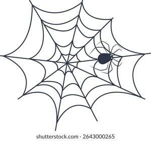 Black Spider Web Decoration. Isolated on White Background. Vector Illustration in Classic Design Pattern
