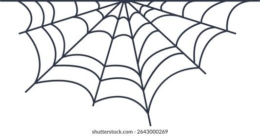 Black Spider Web Decoration. Isolated on White Background. Vector Illustration in Classic Design Pattern
