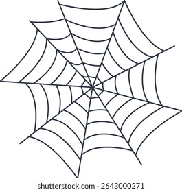 Black Spider Web Decoration. Isolated on White Background. Vector Illustration in Classic Design Pattern