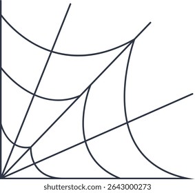 Black Spider Web Decoration. Isolated on White Background. Vector Illustration in Classic Design Pattern