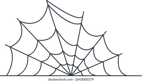 Black Spider Web Decoration. Isolated on White Background. Vector Illustration in Classic Design Pattern
