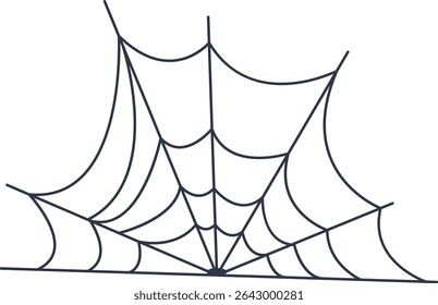 Black Spider Web Decoration. Isolated on White Background. Vector Illustration in Classic Design Pattern