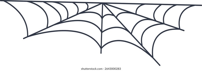 Black Spider Web Decoration. Isolated on White Background. Vector Illustration in Classic Design Pattern