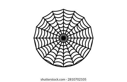 Black spider web icon design with spiderweb halloween minimalist structure illustration