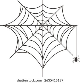Black Spider Web Illustration. Isolated Vector icon in Simple Decoration.