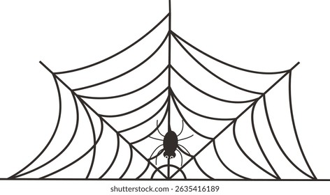 Black Spider Web Illustration. Isolated Vector icon in Simple Decoration.